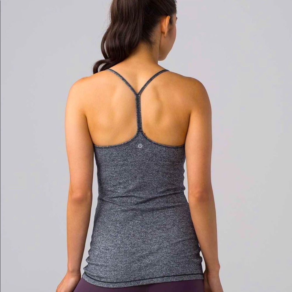 Lululemon Athletica power Y tank black pin stripes Size 4